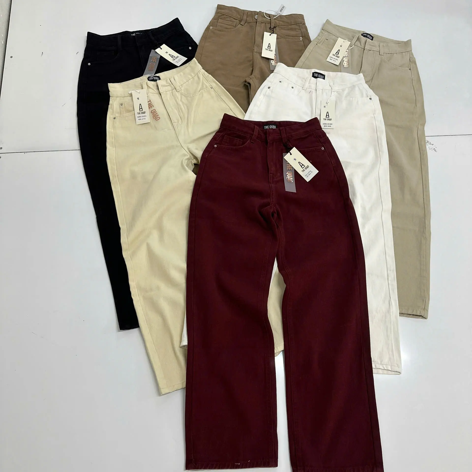 THE QUẠO - Quần Jeans Nữ Lưng Cao Ống Rộng Dáng Dài Nhiều Màu R1604_419 (DÀI 105CM)