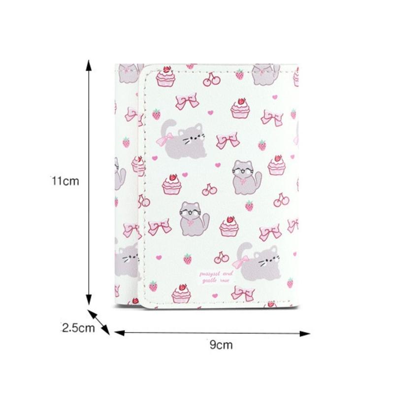 Ví ngắn, da PU dễ thương, thiết kế hoạt hình mèo Kitty, với Thắt Nơ ví đựng tiền Xu, thích hợp cho sinh viên, túi tiền 2