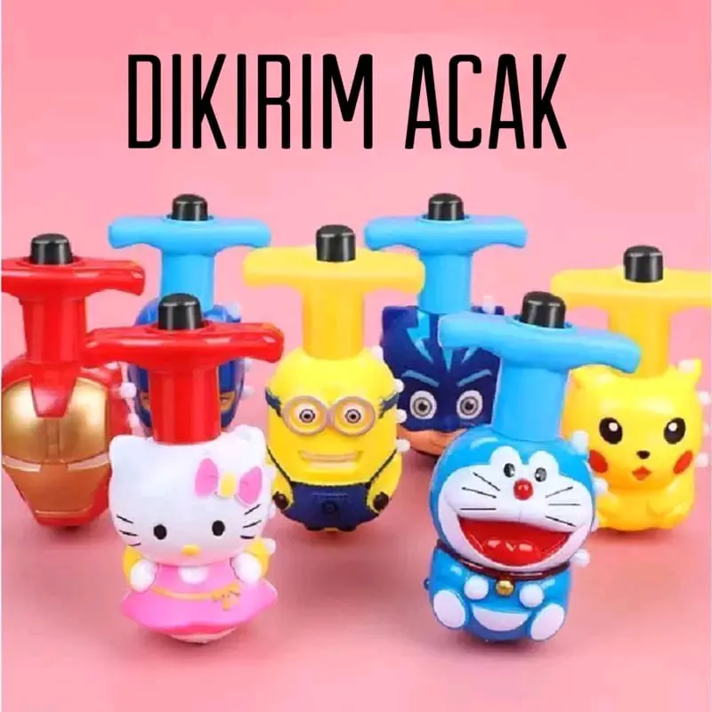 Mainan Anak Gasing Karakter Kartun.. Lampu dan Musik Gasing LED 1
