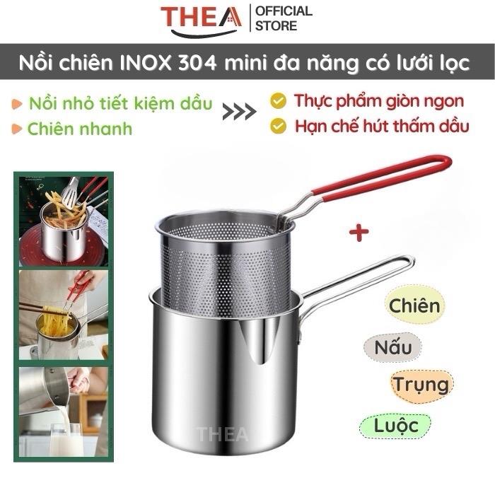 ￼( dùng được bếp từ ) Nồi chiên nhúng ngập dầu mini đa năng, chiên khoai tây chiên, trụng bún, hủ tiếu, luộc, nấu bằng inox 304 bền bỉ