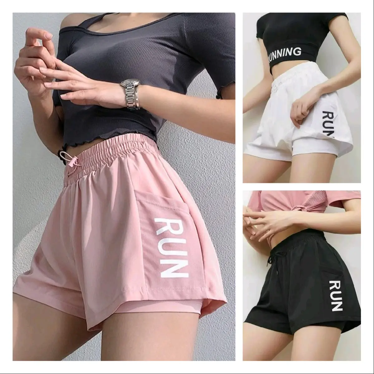 quần đùi tập gym yoga nữ 2 lớp siêu xinh R