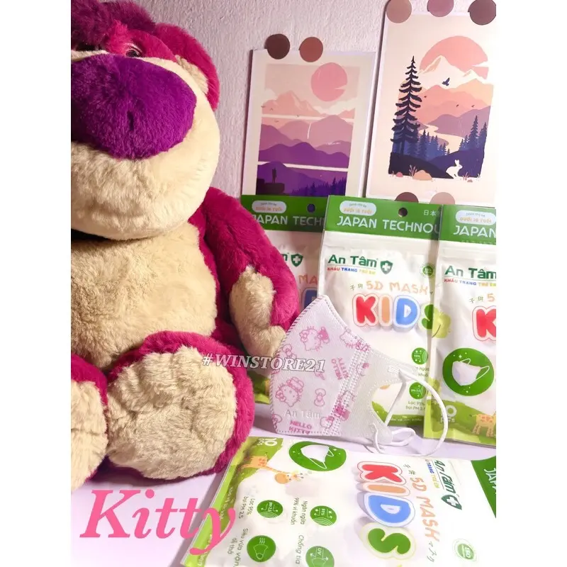 ￼<5D KID An Tâm > Thùng 100 Khẩu Trang Trẻ Em 5D 3 Lớp Kháng Khuẩn cho trẻ từ 2-8 tuổi 5