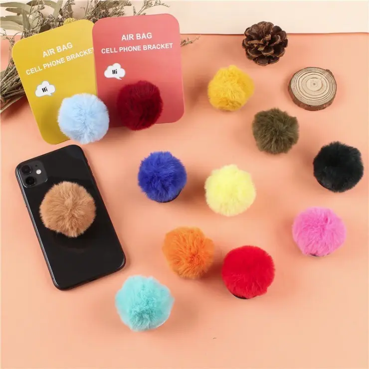 DB66 POP SOCKET POMPOM 3D POP SOCKET BULU WARNA AKSESORIS HP MH.ID 4