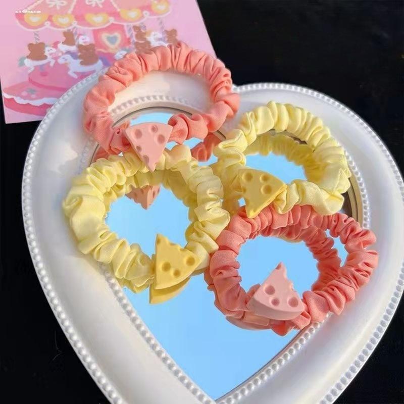 Product Introduction of New Cheese Heart Wrinkle Hair Band Candy Color High Elastic Bow Headband Little Fresh No Harm Sweet Hair Rope Children Headdress 18
