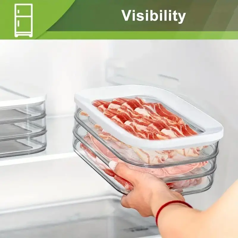 3-layer Leak-proof Food Storage Container Set, 1 Count Reusable Food Processed Meat Storage Box, Kitchen Organization for Home Dining Room Picnic 3