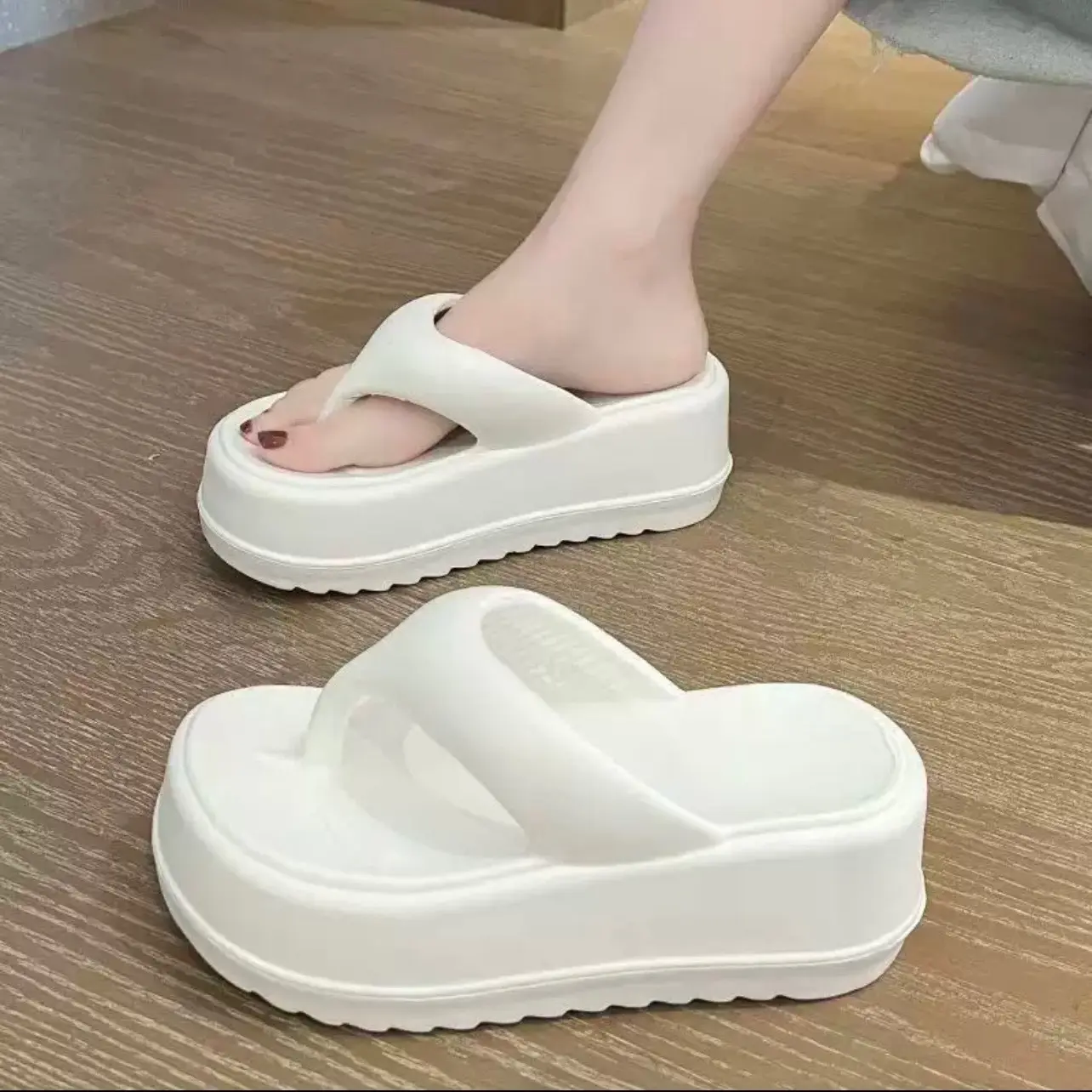 Cao 6cm Dép xỏ ngón nữ, dép tông đi biển độn đế 8cm chất liệu EVA