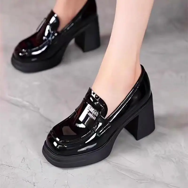 Giày Cao Gót Mũi Vuông, Giày Lười Nữ, Gót Chunky, Linh Hoạt Và Thời Trang, Hàng Mới Về Mùa Lò Xo Và Mùa Thu 2024, Giày Cao Gót, Không Trơn Trượt, Dành Cho Nữ