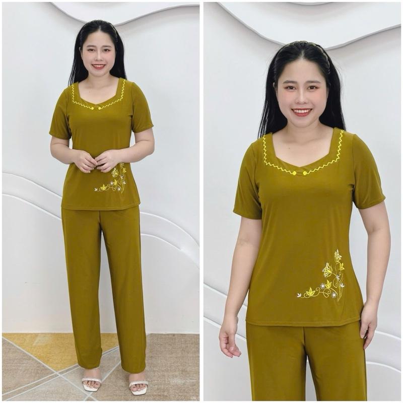 L70 Đồ bộ trung niên, set bộ cho mẹ thun aty mỹ mềm mát, quần dài ống rộng,50-80kg 7