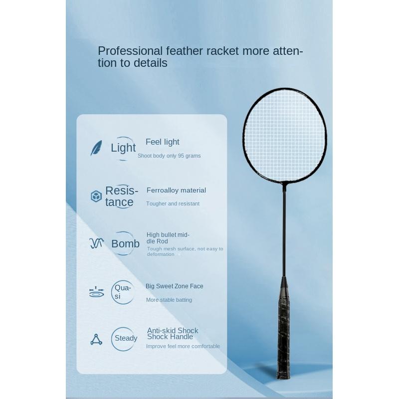 Product Introduction of Badminton Racket Set Genuine Durable Ultra-light Adult Student Couple Children Beginner Genuine Set with Bag, Grip/Ball 0