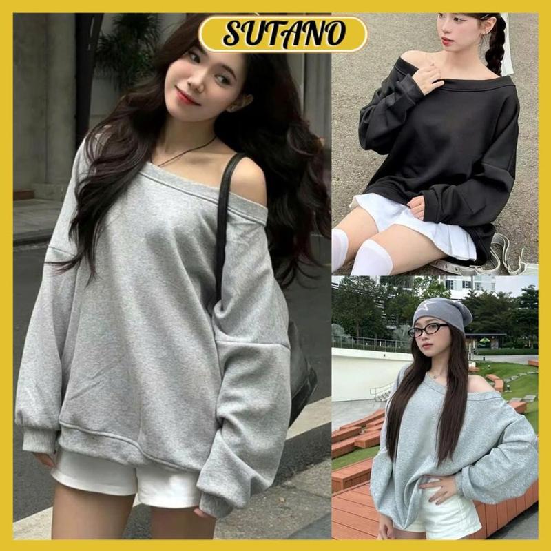 (HÀNG ĐẸP) áo nỉ sweater nữ trễ vai áo sweater lệch vai mặc được 2 kiểu chất nỉ mùa đông A872 SUTANO