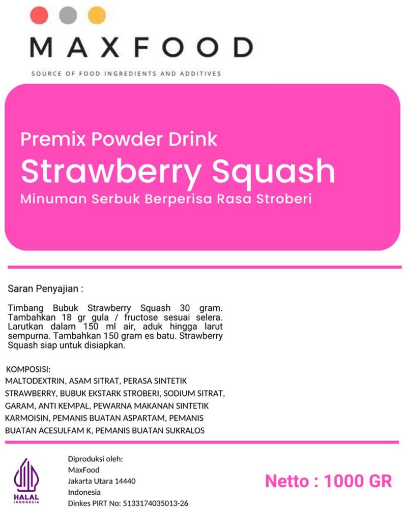 Product Introduction of MAXFOOD - Strawberry Squash Powder Drink / Bubuk Serbuk Minuman Squash Rasa Stroberi 1 KG 1