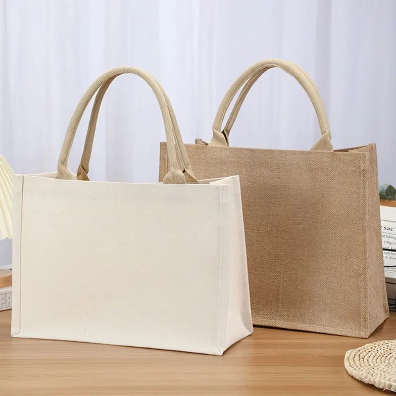 Túi Vải Bố Vẽ Tay, Có Thể Tái Sử Dụng, Màu Be, Có Thể Gập Lại, Bao Tote Trống, Thích Hợp Đi Lại Hàng Ngày, Dung Tích Lớn, Lý Tưởng Để Mua Sắm, Tự Làm 4
