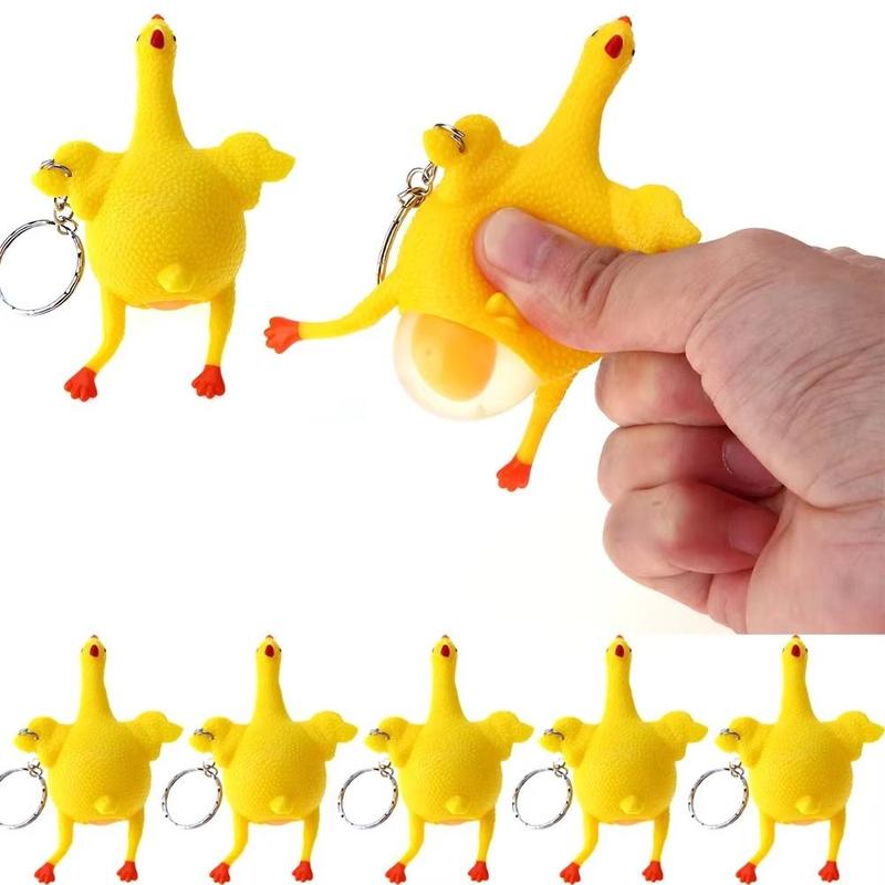 Product Introduction of 3Pcs Funny Chicken Laying Eggs Chicken Squeeze Toys Pinching with Key Chain Relief Relax Toys Soft Creativity Chicken Decompression Toys 15