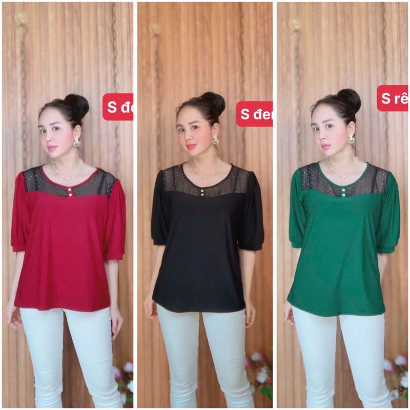 ÁO KIỂU TRUNG NIÊN PHỐI VOAN MỚI CÓ SIZE 50-90KG