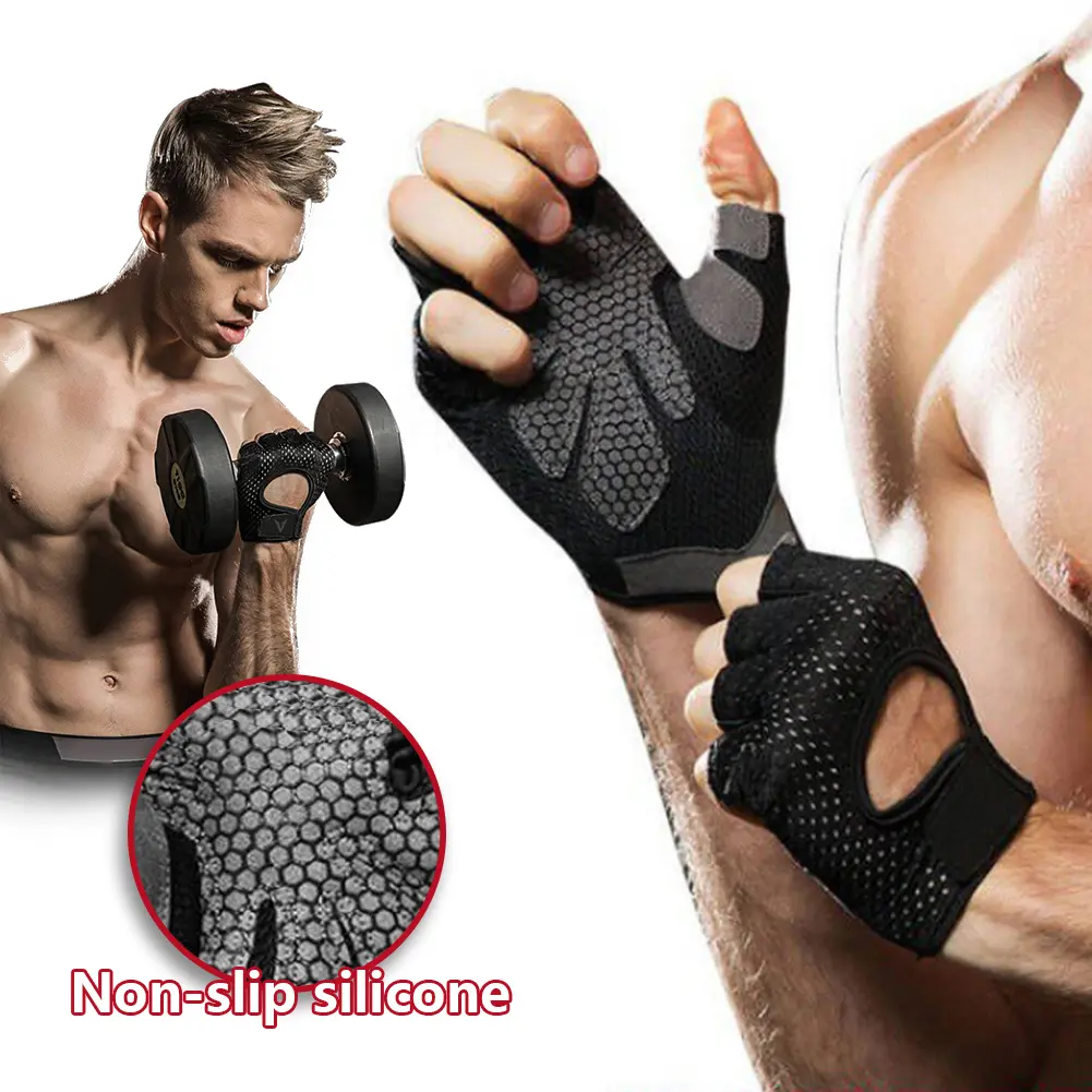2pcs Thin Summer Weight Training Fitness Gloves Gym Yoga Bodybuilding Breathable Non-Slip Half Finger Outdoor Cycling Gloves #435514