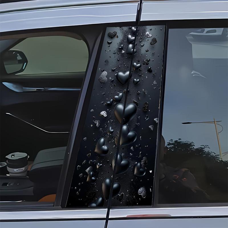 Car Heart Pattern Sticker, Car B Pillar Sticker, Anti-scratch DIY Art Protective Cover, Easy To Apply and Durable Car Exterior Sticker for Sedan, SUV, MPV 6
