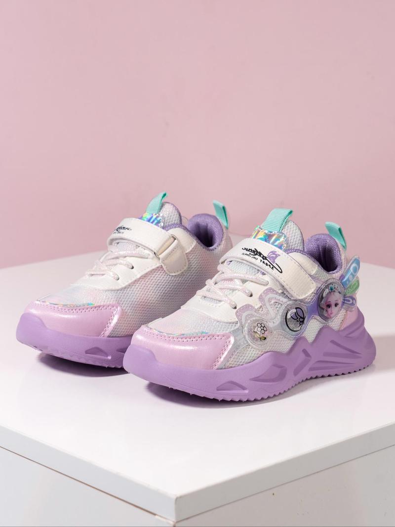 Product Introduction of Girl's Cute Cartoon Pattern Contrast Mesh Design Sneakers, Casual Comfortable Breathable Sports Shoes, All-match Round Toe Sneaker for Daily Wear 14