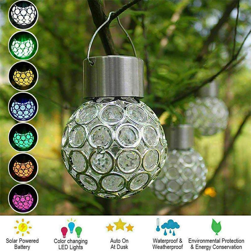 Product Introduction of Solar LED Hanging Light Lantern for Outdoor Garden Yard Patio Waterproof Hollow Out Ball Lamp decoration Holiday Lig Solar Light 2