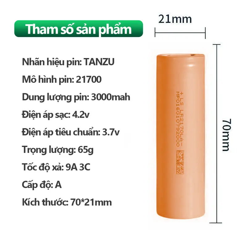 Sạc nhanh pin TANZU 1-1.5A, chân pin phổ thông 4cm, điện áp 21v, có chip bảo vệ dòng điện - Phụ kiện điện thoại 3