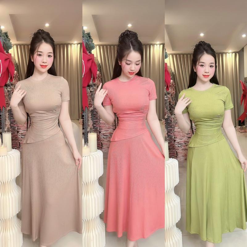 (N70) Set thiết kế áo  xếp ly eo cách điệu +chân váy mindi form xoè sét đồ nữ sang chảnh set váy nữ đi tiệc đi làm đi chơi đều đẹp by Thương Lê N70
