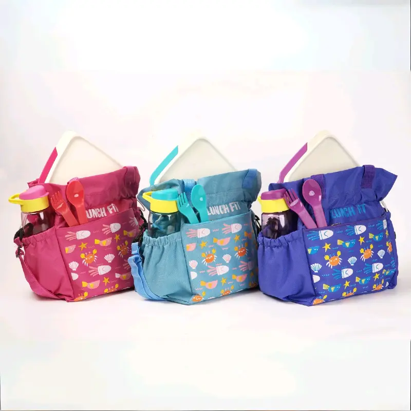 Totebag Tas Bekal Kotak Makan Botol Anti Tumpah Set Pink 1