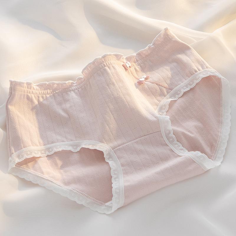 Set 5 quần lót nữ cute cao cấp cotton dệt kim thông thoáng họa tiết nơ chéo dễ thương Women 1
