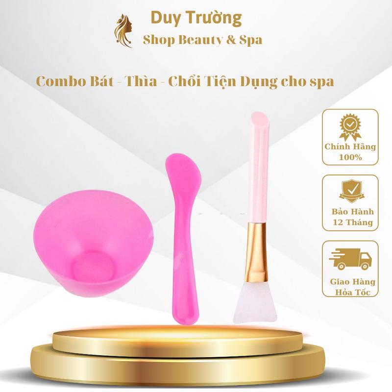 Combo Bộ Bát Thìa Chổi Nhựa | Dùng Trộn Mặt Nạ Bột Đăp Mặt Nạ, Chăm Sóc Da