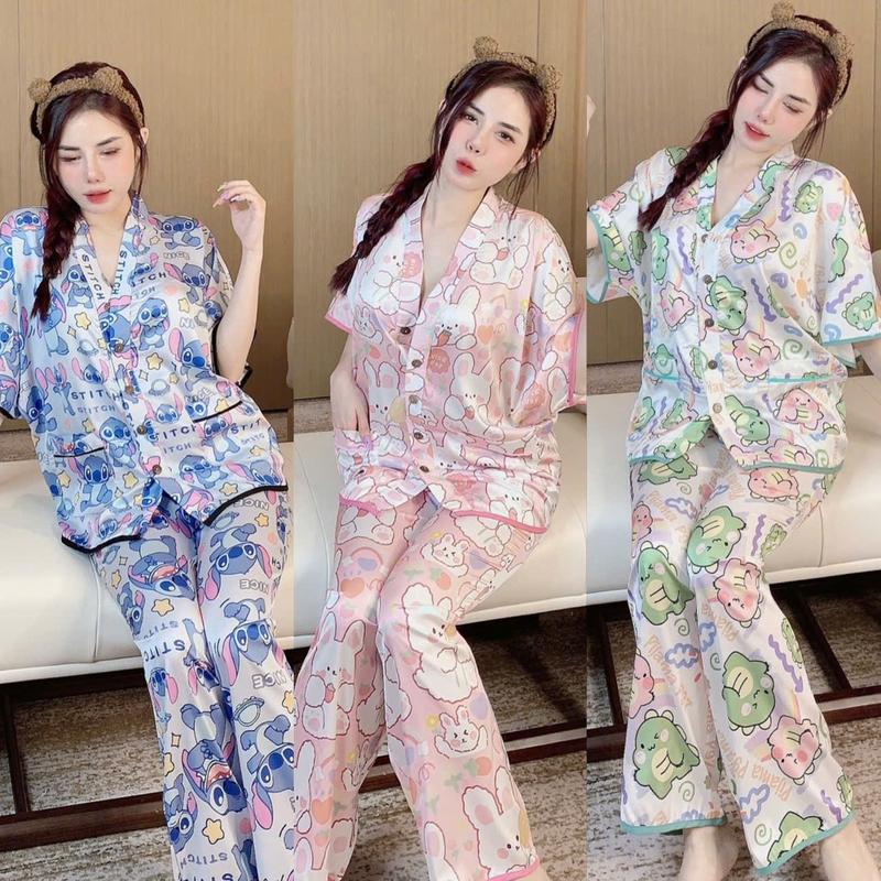 Đồ bộ cánh dơi lụa mango thiết kế mới dể thương đồ bộ nữ mặc nhà thoải mái pijama nữ lụa mịn mát size dưới 60kg đồ bộ pizama cánh dơi lụa mango Áo cánh dơi