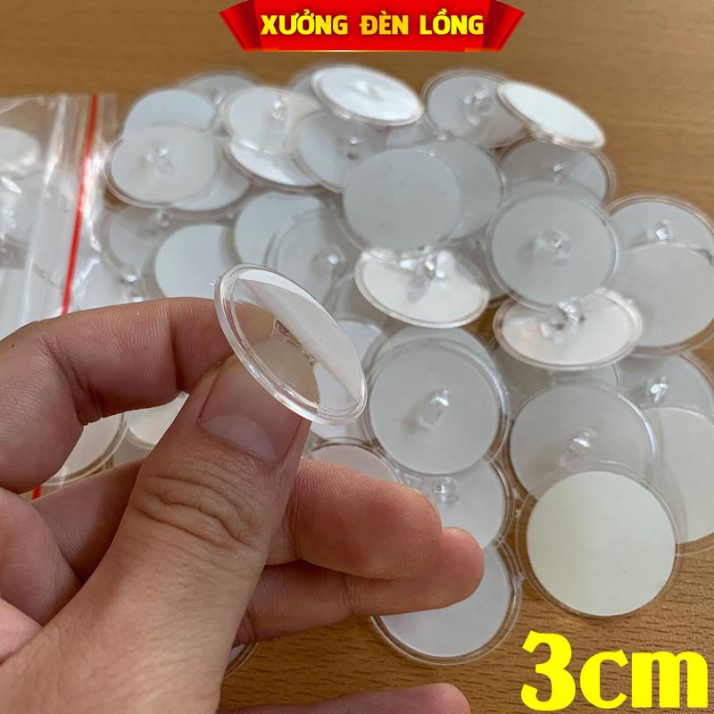 Combo 10 Móc Treo Dán Tường Gắn Lồng Đèn Đỏ Trang Trí, Cẩm Tú Cầu Nhựa, miếng dán trần nhà siêu dính chịu lực, móc dán tròn trong suốt size 3cm