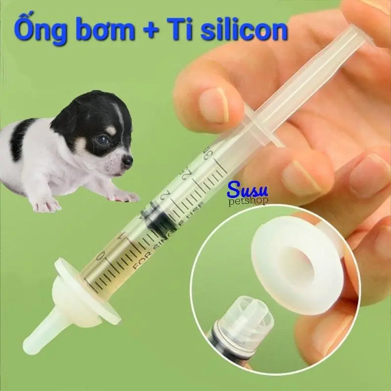 Ống bơm sữa, núm vú silicon cho Chó, Mèo, Thỏ, Bọ, Sóc, Pet nhỏ...