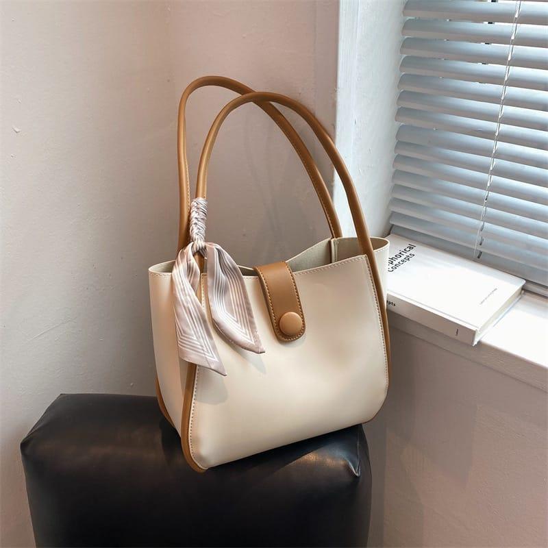 Tas tote bag wanita | Tas kuliah Wanita | Tas Wanita Murah Korea Cewek Totebag Kulit Perempuan cuci kering 【coklat】 tas selempang & bahu 0
