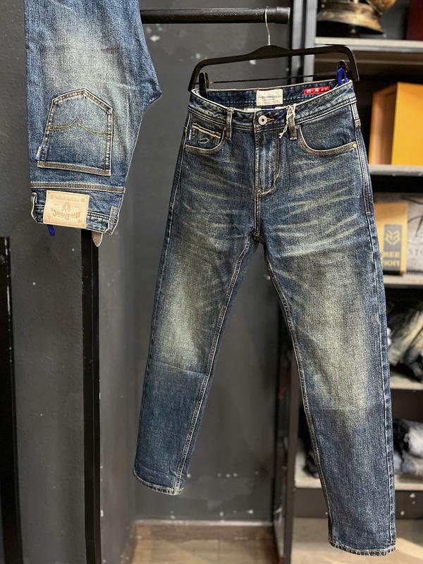 [ [Jean Denim Guangzhou-873] Quần Jean Nam Dài Binzen Ông Suông Màu Xanh Đậm Túi Thêu Chỉ Đồng Chất Denim Mẫu Mới J3721.