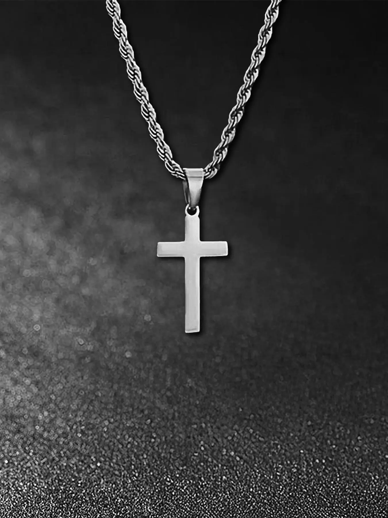 Men's Simple Cross Pendant Necklace, Stainless Steel Jewelry for Party, Daily Clothing Decor, Trendy All-match & Exquisite Chain Jewelry for Birthday Gift