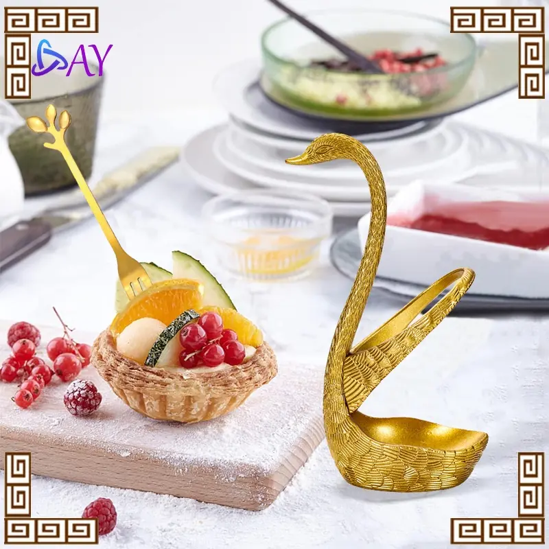 Swan Princess Set  Angsa Sendok Garpu Mewah + Holder Peralatan Makan Elegan, Hadiah Pernikahan