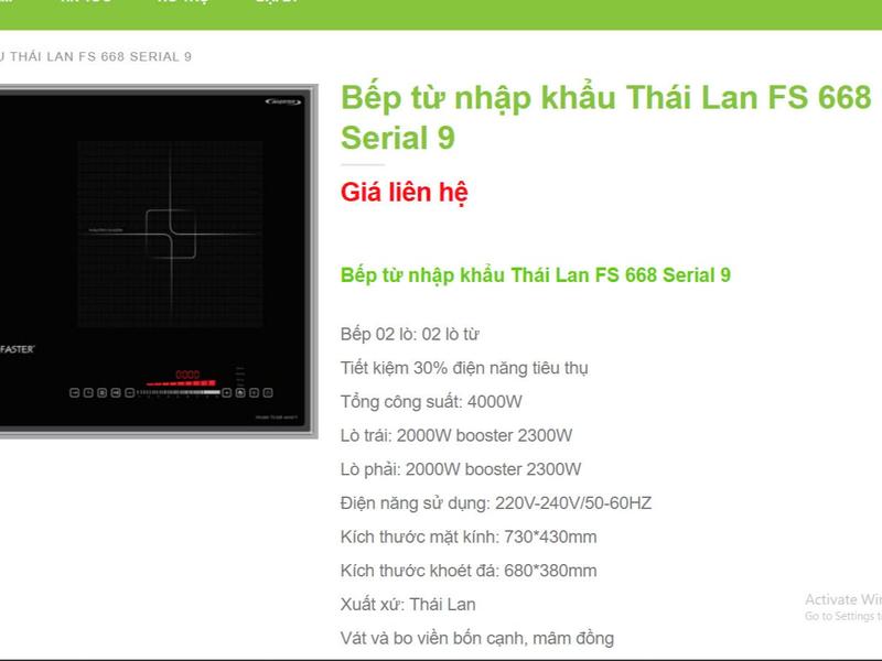 Bếp Từ Đôi Faster FS 668 Seri 9 Bo Viền Sôi Liu Diu Nhập Khẩu Thailand 2