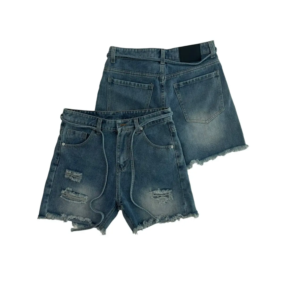 QUẦN SHORT JEANS TRÊN GỐI TƯA ỐNG PHỐI DÂY