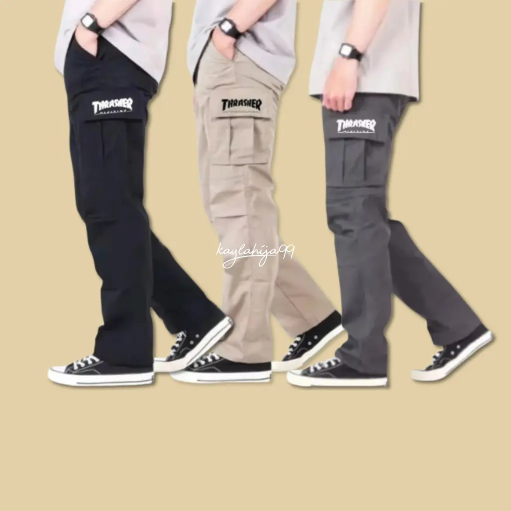 Promo Celana Distro Cargo Chino Panjang Hitam Pria Dewasa–Bahan Jova Katun Twill Premium Tebal Nyaman Stylish