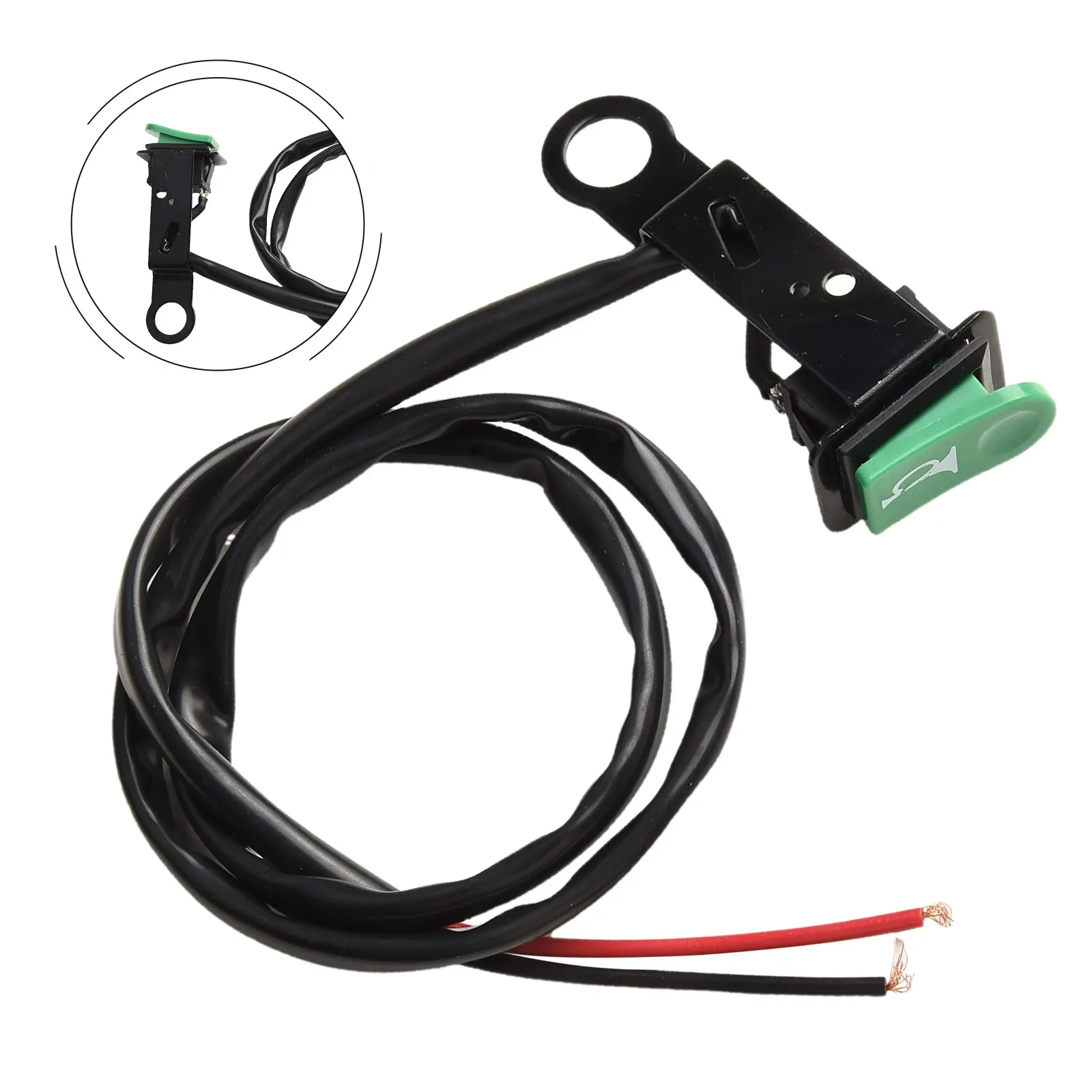 Motorcycle horn switch w/reflector iron bracket green horn power switch