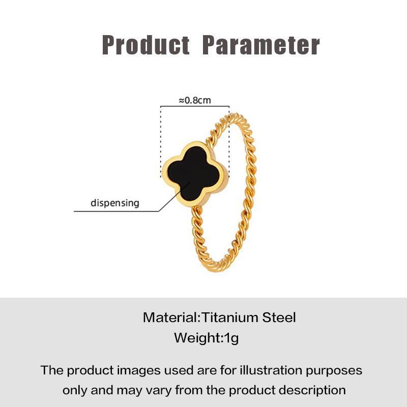 Nhẫn Cỏ Bốn Lá, Thép Titan Mạ Vàng 18k, Dành Cho Nữ, Không Gỉ Và Không Phai Màu Women 8