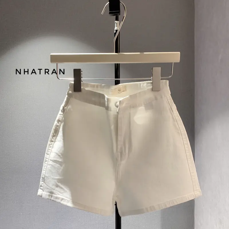 [CO DÃN] Quần short jean nữ phom ôm trơn cạp cao không túi trước Pants Women MS206 0