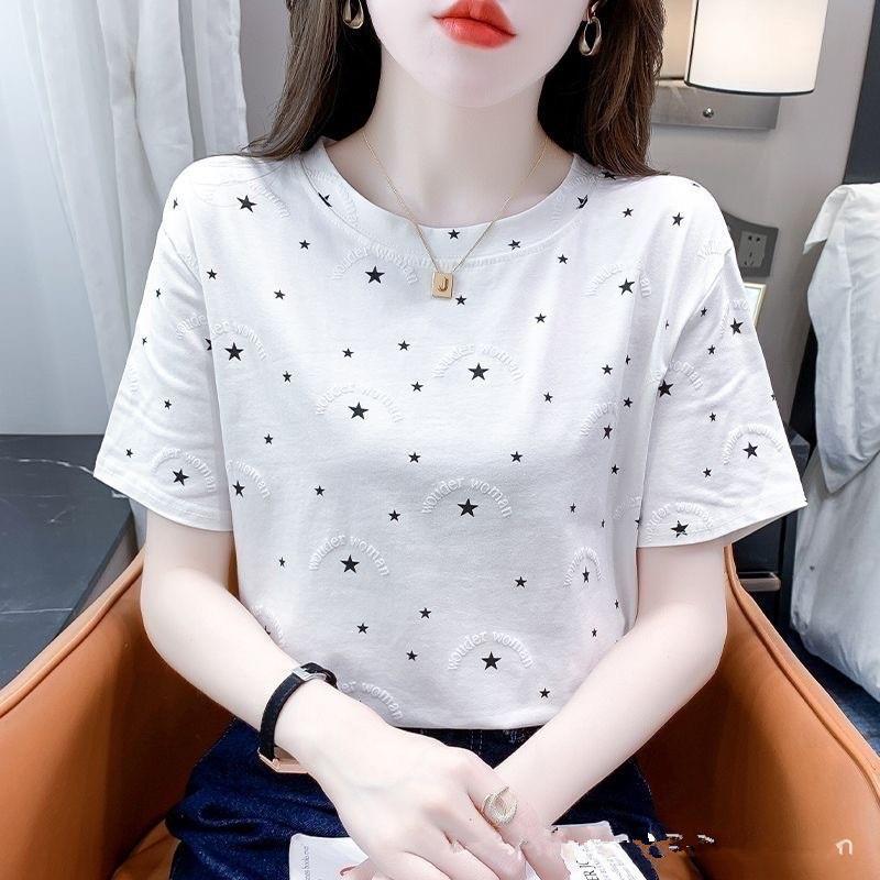 Bán chạy, in ấn áo sơ mi của phụ nữ, in ấn tay áo ngắn, hàn quốc mới, hào phóng mềm dẻo, đồ họa, phù hợp với các sinh viên văn phòng, một loạt các lựa chọn phong cách, áo sơ mi cỡ lớn của phụ nữ Voi Women Top Voan Shirt 0
