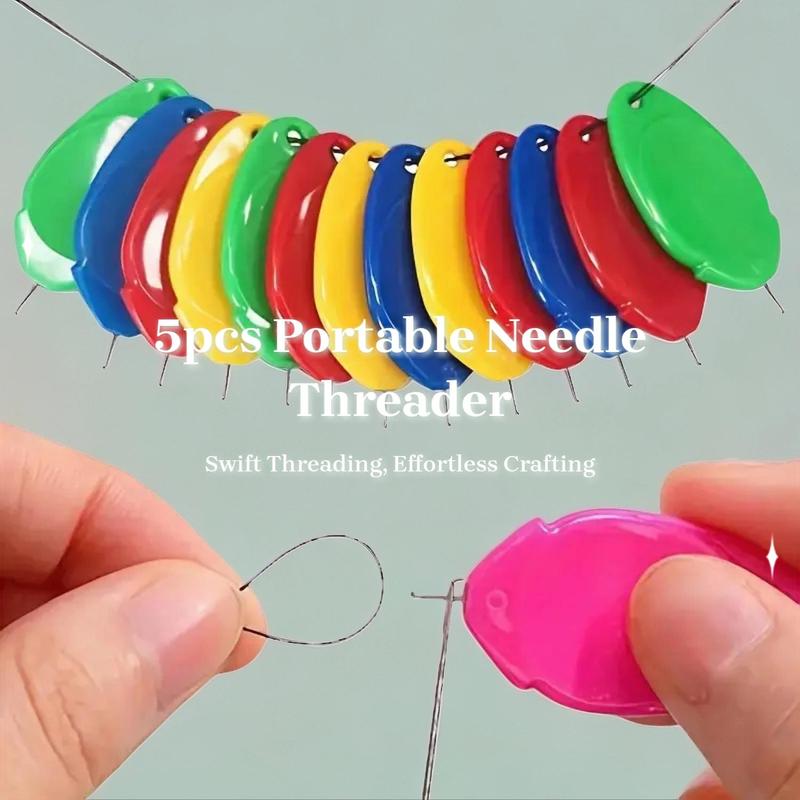 Random Color Needle Threader, 5 Counts Needle Threading Tool for Hand Sewing, Needle Work, Household Items Cross Stitch, Sweets Gifts for Men 1
