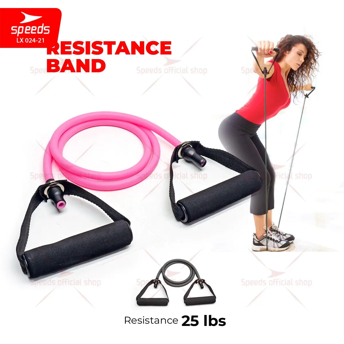 SPEEDS Resistance Bands dengan Handle Pegangan Tali Elastis Stretching Olahraga Outdoor Fitness 024-21
