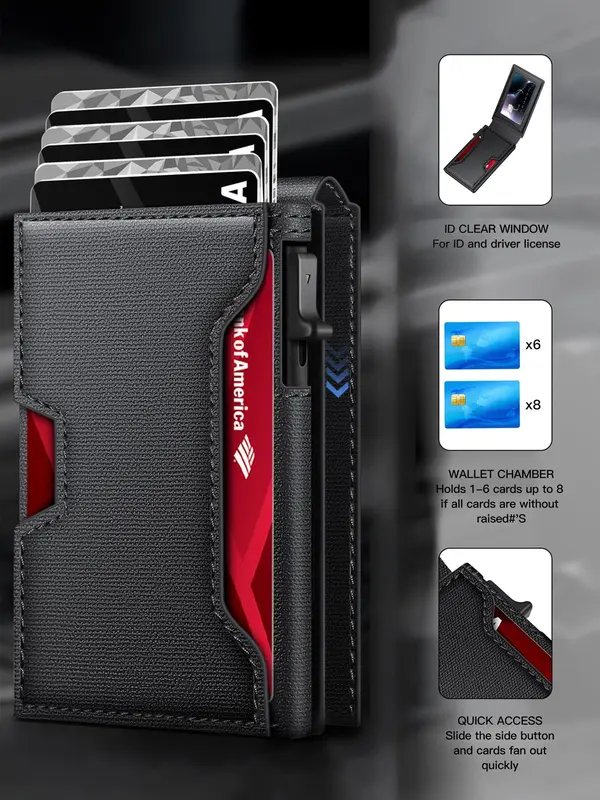 Men's Business Rfid Blocking Wallet, Simple Plain Multi Card Slots Wallet, Minimalist Matching Super Slim Card Holder for Men Back To School, Business Matching Wallet 8