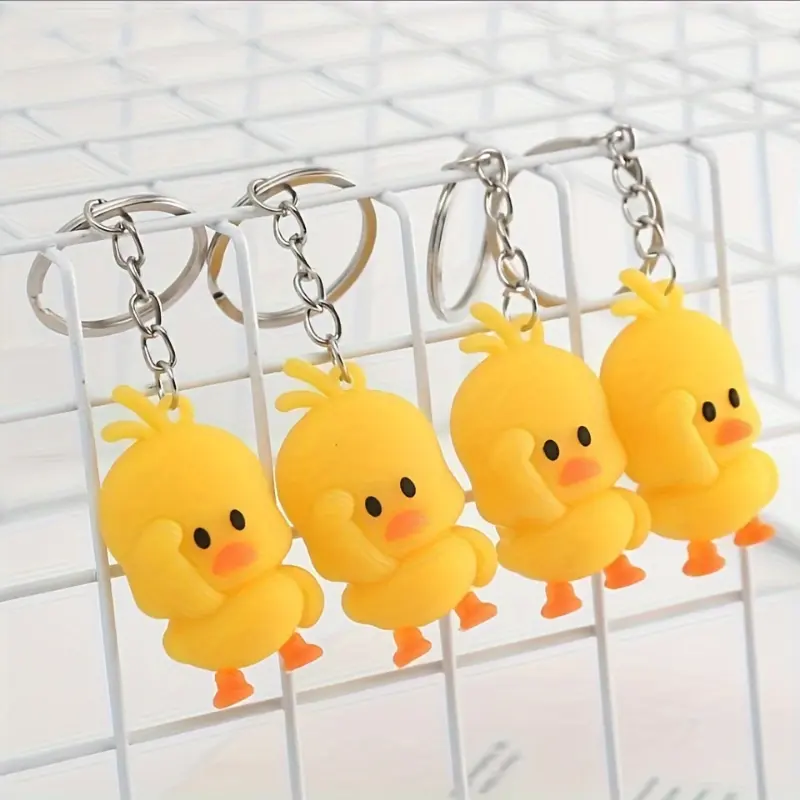 Dancing Yellow Duck Keychain - Creative PVC Doll Charm for Phones & Party Favors 5