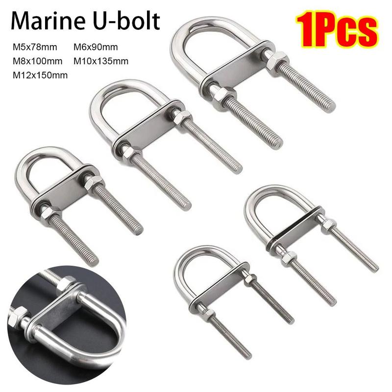 Miếng vít bu lông chữ U hàng hải, 1 cái, Thiết kế mới với nơ bướm, Phần cứng thuyền bằng kim loại, Được làm bằng thép không gỉ 304, có đai ốc và mắt, Thích hợp cho giàn khoan và phụ kiện du thuyền. 0