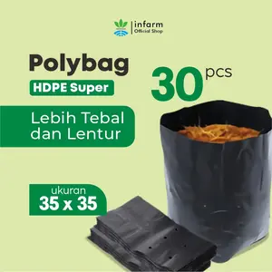 Infarm Polybag Plastik Hitam 35x35cm HDPE Super 30 Pcs Lebih Tebal dan Lentur untuk Menanam Tanaman Praktis dan Hemat Bahan Plastik Hitam Tebal Tahan Air Tidak Mudah Sobek Tidak Bau Polybag Hidroponik Polibag Tanaman Sayur Buah Cabe Pot Platik Lentur