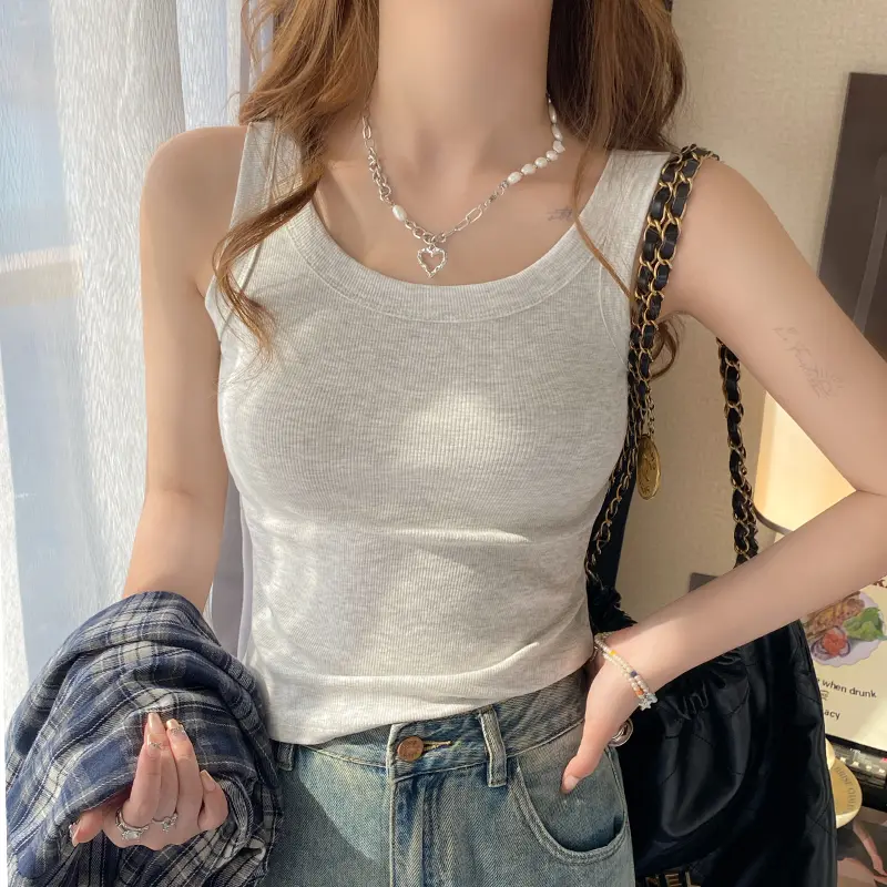 Áo Vest Dệt Kim Cho Nữ, Trang Phục Mùa Hè, Phong Cách Mới 2025, Dây Đeo Bên Trong, Đế Trắng, Áo Không Tay Dáng Ôm, Cảm Giác Cao Cấp áo  croptop  nữ  nơ almond  crop  top camisole  tops  women áo  cổ  u áo  yếm  tràn  viền áo  len  tay  voan