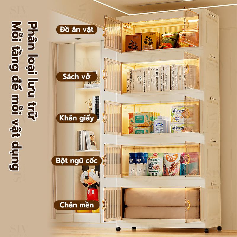80CM SIV Tủ Nhựa Đựng 3/4/5tầng-Trong suốt làm dày công suất lớn tủ bếp Đa Năng 1
