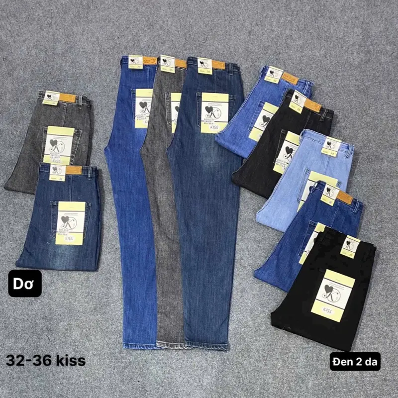 Quần jean lưng cao trơn đơn giản size từ 38-75kg